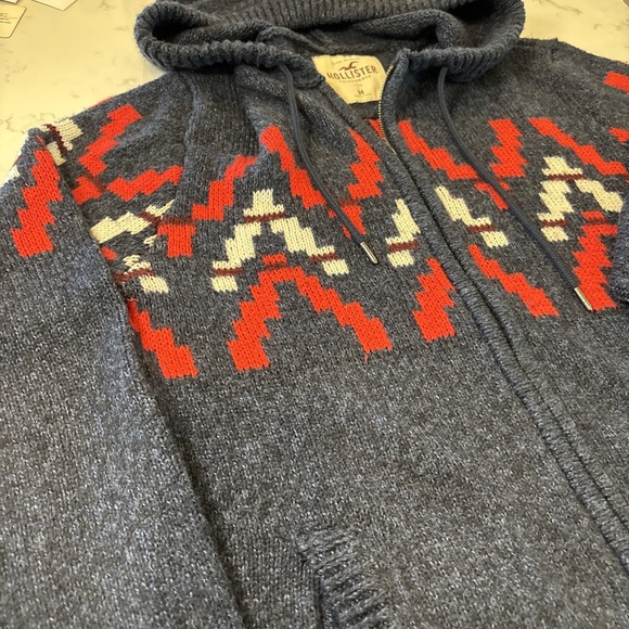 Hollister Hoodie Full Zip Sweater Aztec Southwest Cotton Blend Pockets Y2K SZ M - Picture 3 of 10